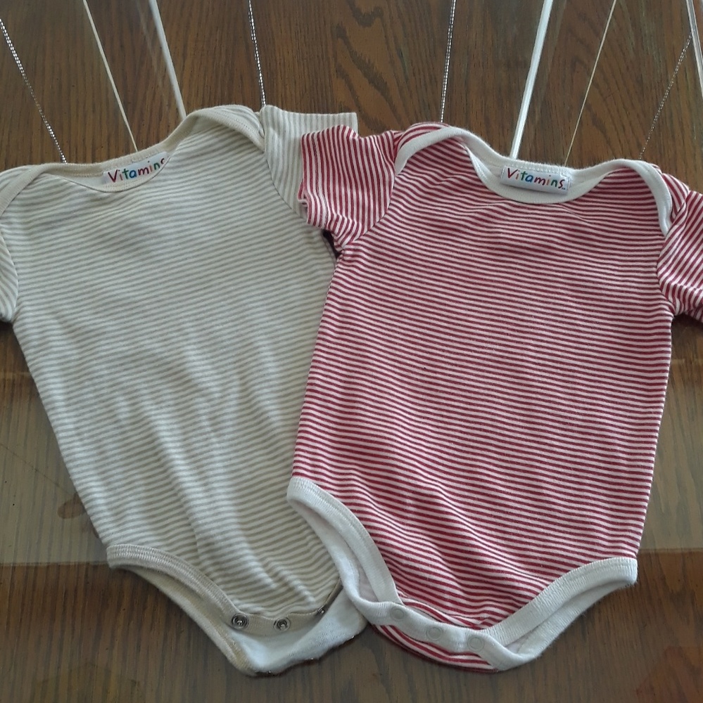 Vitamins 0 - 3 Month Striped Onesies